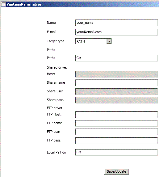 Parameters window